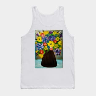 Some abstract mixed flowers in a metallic vase Tank Top